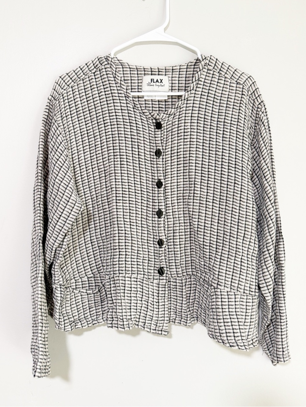 Flax linen button peplum jacket size medium